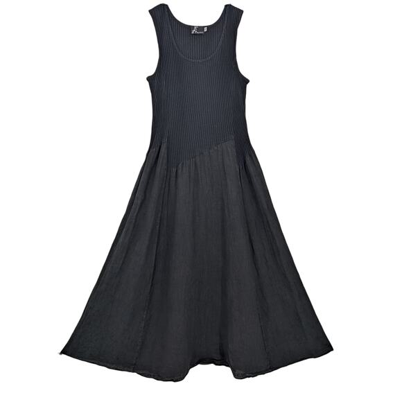 FENINI Whimsigoth Balloon Hem Maxi/Midi Dress Cotton Ribbed Tank & Linen Skirt M - Picture 1 of 14